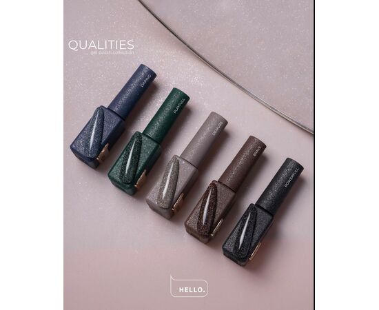 HEYLOVE. Reflective Gel Polish, PLAYFULL, 15 ml, gel polish, dark green with silvery light particles