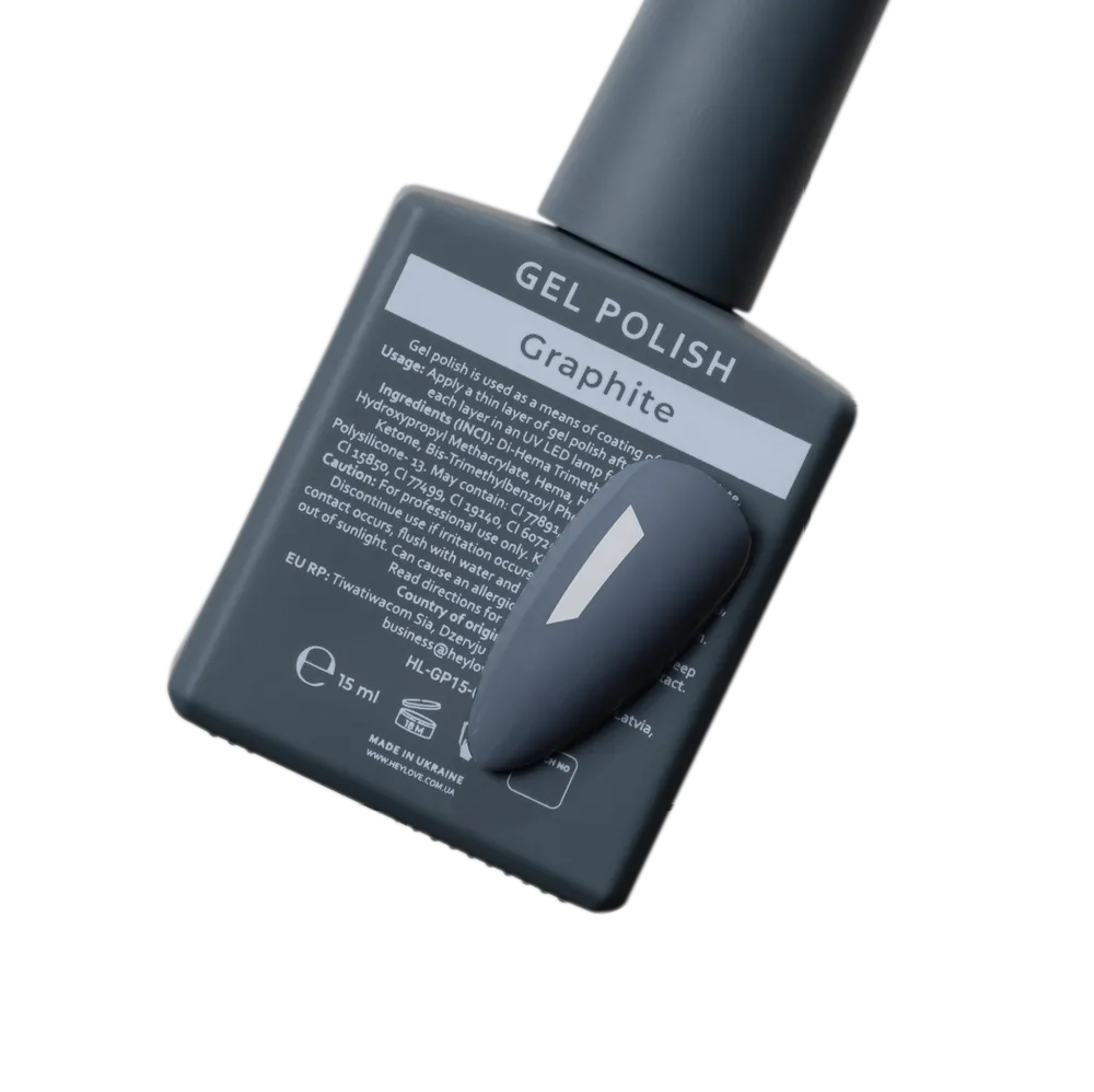 HEYLOVE. GEL POLISH, GRAPHITE, 15 ML