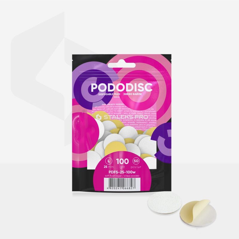 Disposable white files on soft foam layer for pedicure disc PODODISC L EXPERT 100 grit (50 pcs)