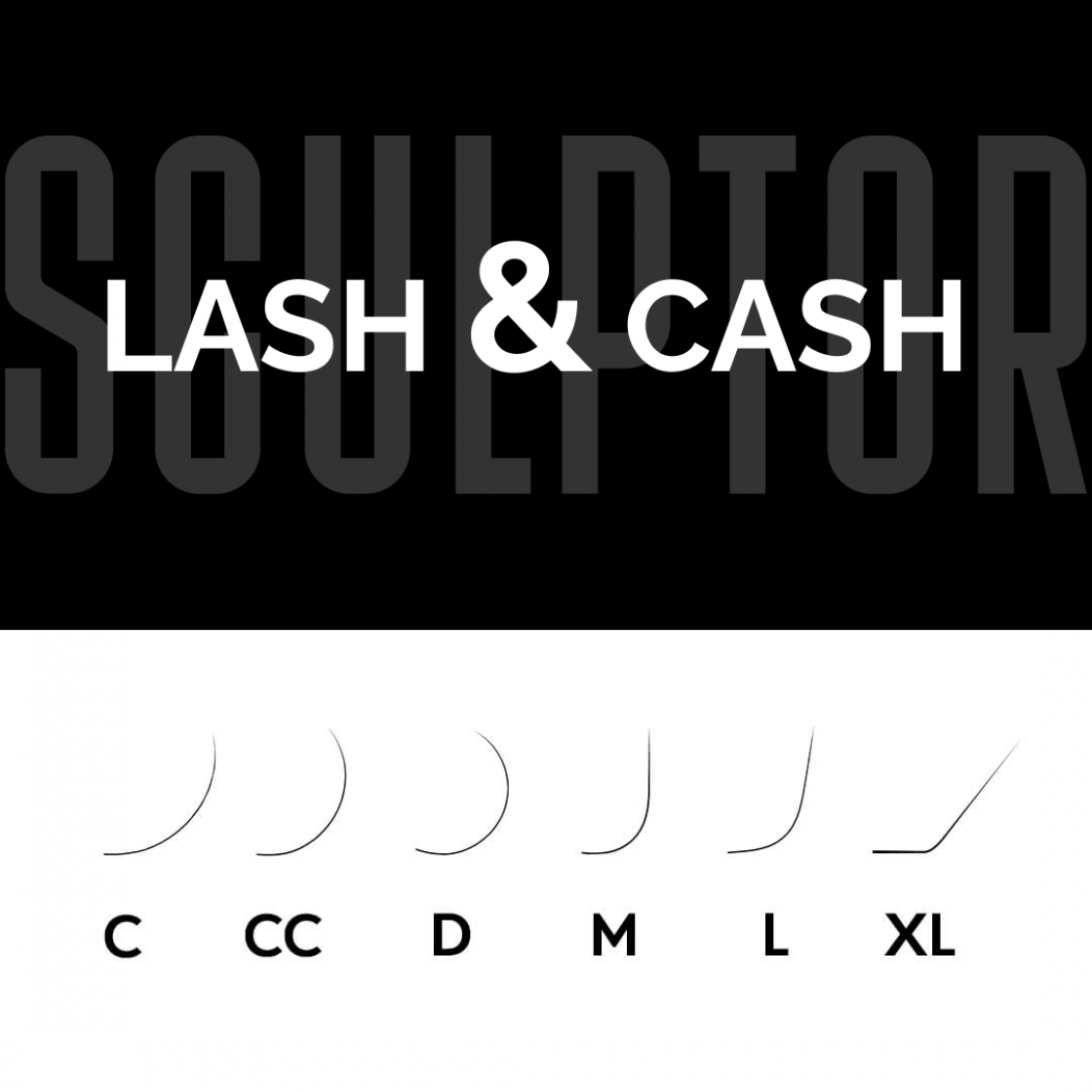 Black eyelash extensions LASH&CASH, 28 lines, SCULPTOR M 0.07 MIX (14-18)