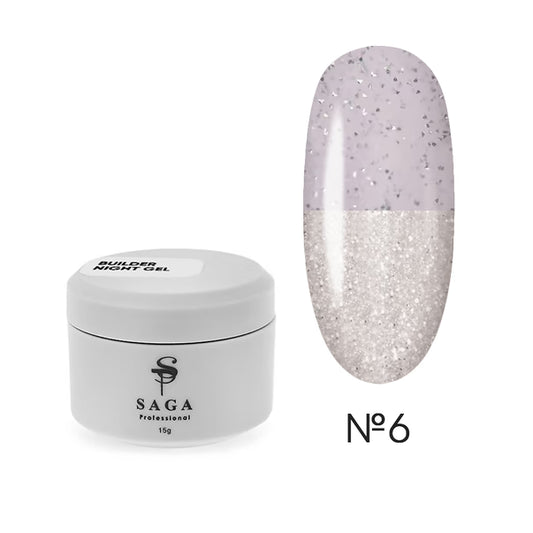 Saga Professional Gel for increasing (saga) Builder Night Gel Light -cutting gray No. 6 15 ml