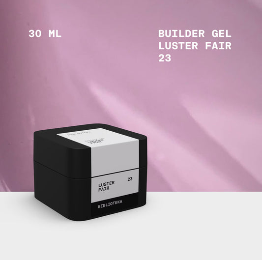 BIBLIOTEKA BUILDER GEL № 23 LUSTER FAIR – LIGHT, CLEAR WITH SHIMMER, 30 ML