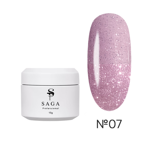 SAGA Professional gel for extensions (Saga) Builder Night Gel reflective soft lilac No. 07 15 ml