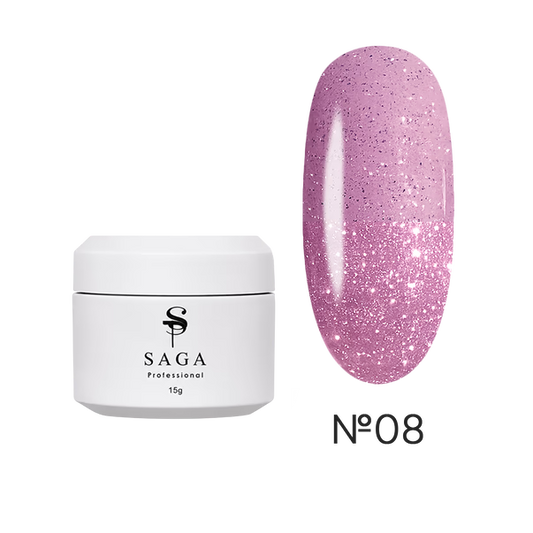 SAGA Professional gel for extensions (Saga) Builder Night Gel reflective pale pink No. 08 15 ml