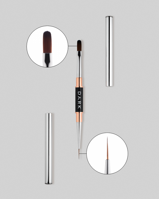 DARK DOUBLE-SIDED BRUSH (LINER 10 MM + ROUNDED GEL 12 MM) (UPDATED DESIGN)