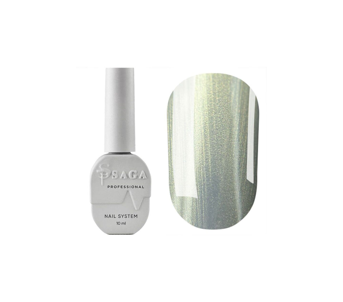 SAGA. Cat's Eye Gel Polish "Silk Cat", #05, 10 ml. Gel Polish "Cat's Eye" with Pearlescent