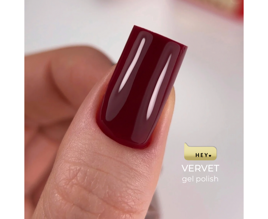 HEYLOVE. GEL POLISH, VELVET, 15 ML, GEL POLISH, GARNET
