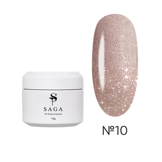 SAGA Professional gel for extensions (Saga) Builder Night Gel reflective milky pink No. 10 15 ml
