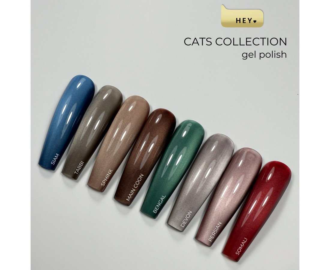 HEYLOVE. CAT'S EYE GEL POLISH, DEVON, 15 ML, GEL POLISH "CAT'S EYE", GRAY-LILAC