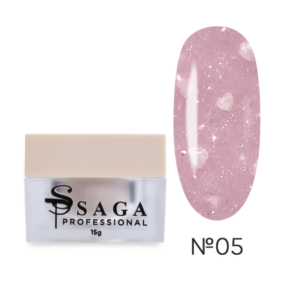 Gel for extensions SAGA Professional Builder Gel Heart lilac-pink No. 05 15 ml