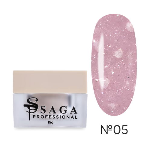 Gel for extensions SAGA Professional Builder Gel Heart lilac-pink No. 05 15 ml