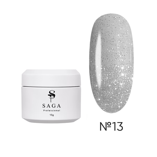 SAGA Professional gel for extensions (Saga) Builder Night Gel reflective light gray No. 13 15 ml
