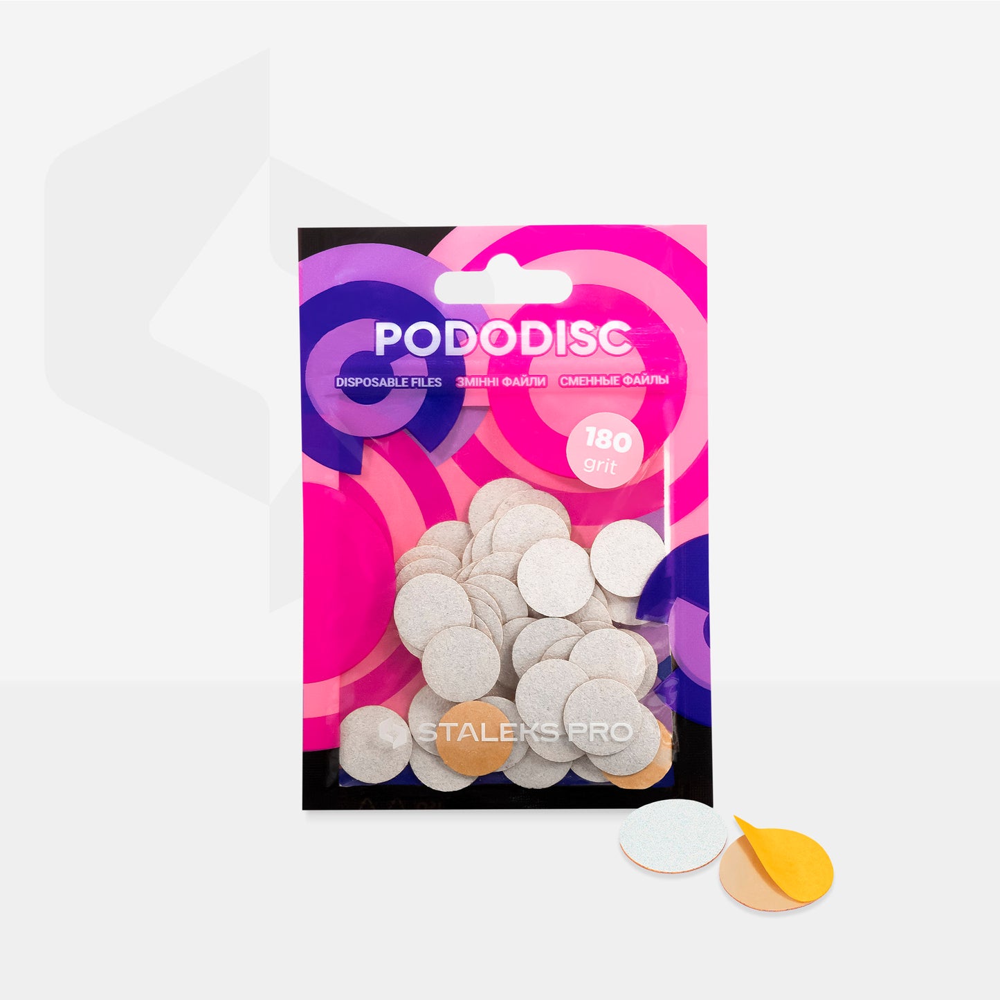 Disposable white files for pedicure disc PODODISC S EXPERT 180 grit (50 pcs)
