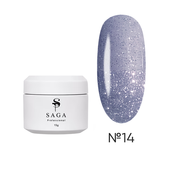 SAGA Professional gel for extensions (Saga) Builder Night Gel reflective muted blue No. 14 15 ml