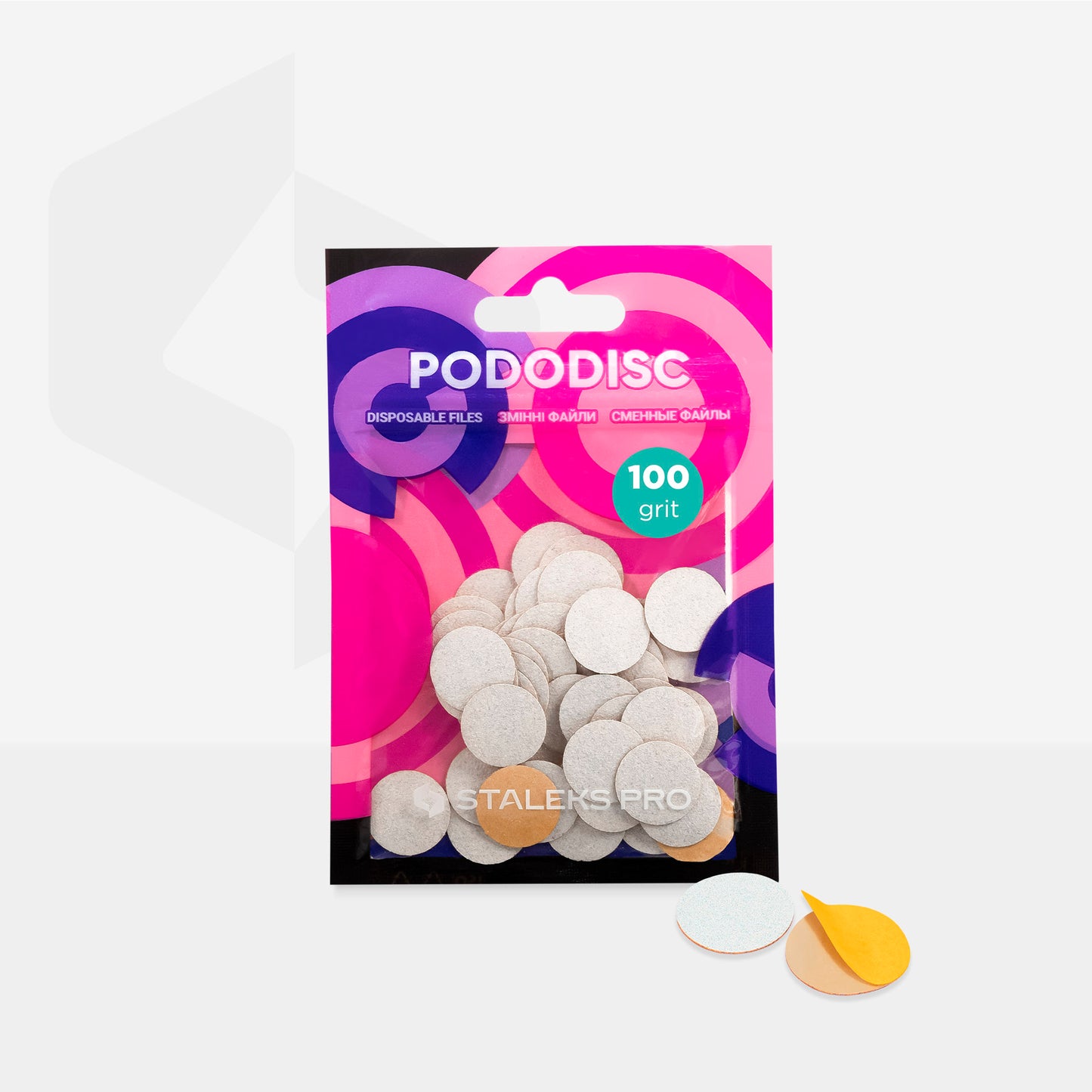 Disposable white files for pedicure disc PODODISC S EXPERT 100 grit (50 pcs)