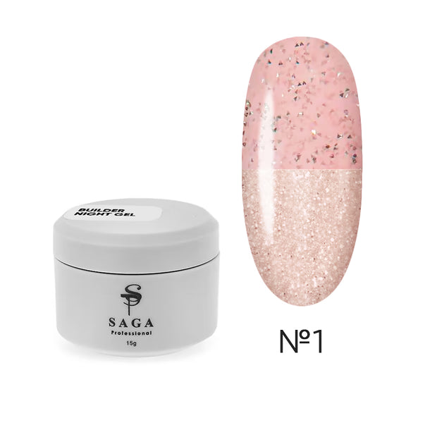 Saga Professional Heling Gel (Saga) Builder Night Gel Light-pink-pink No. 1 ml