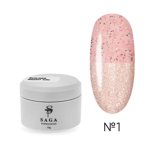 Saga Professional Heling Gel (Saga) Builder Night Gel Light-pink-pink No. 1 ml