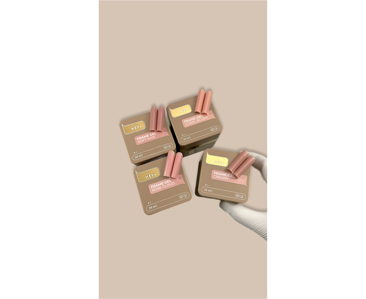 HEYLOVE. FRAME BUILDER GEL, SOFT SKIN, 30 ML, UNIVERSAL GEL FOR EXTENSIONS, DARK BEIGE-RUSSET