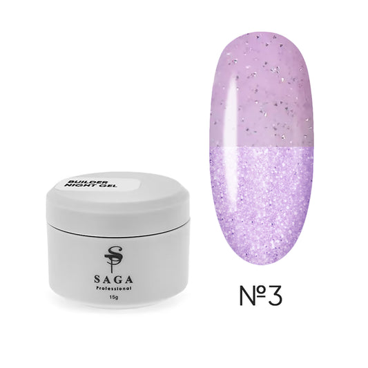 Saga Professional Gel for increasing (saga) Builder Night Gel Lighting Lilac No. 3 15 ml