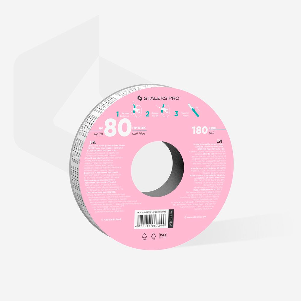 Disposable white abrasive tape EXPERT 180 grit for the plastic case