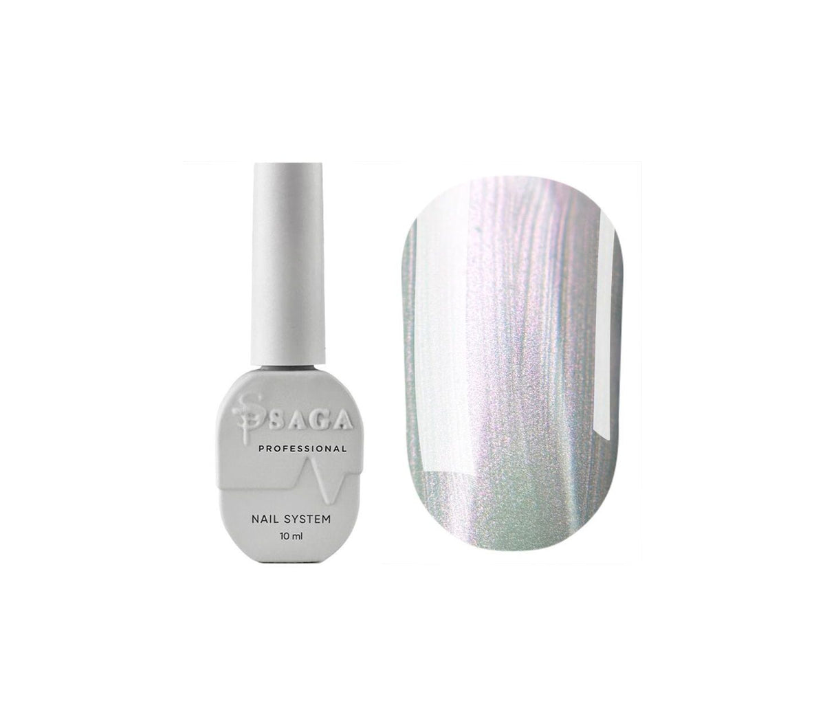 SAGA. Cat's Eye Gel Polish "Silk Cat", #02, 10 ml. Gel Polish "Cat's Eye" with Pearlescent