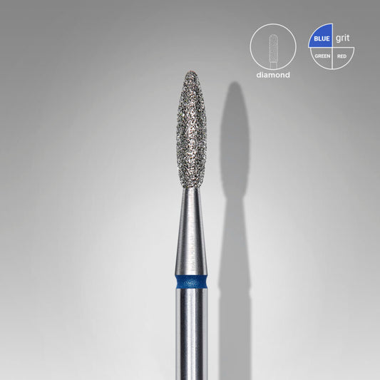 Diamond nail drill bit flame blue EXPERT head diameter  1.6 mm / working part 8 mm