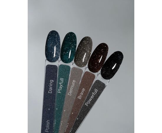 HELLO. Reflective Gel Polish, POWERFULL, 15 ml, gel polish, black with silver light particles