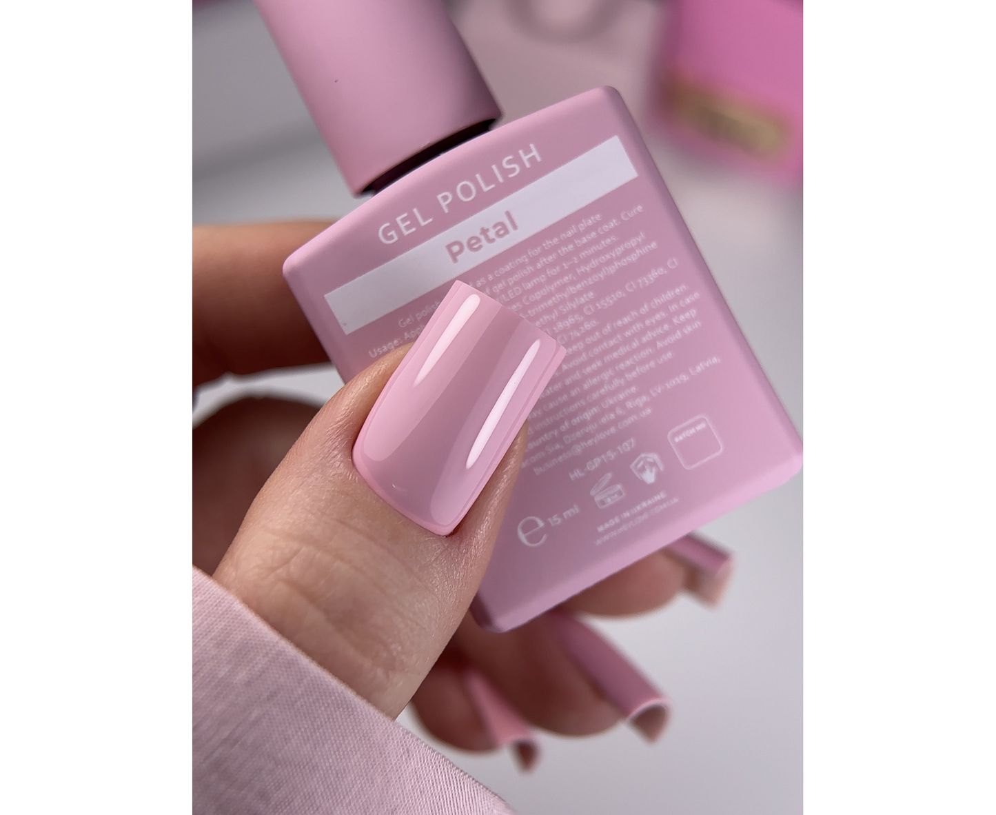 HEYLOVE. GEL POLISH, PETAL, 15 ML, GEL POLISH, PASTEL ERYSIPELAS