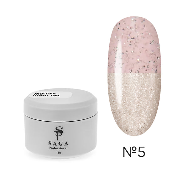 Saga Professional Heling Gel (Saga) Builder Night Gel Lighting beige No. 5 15 ml