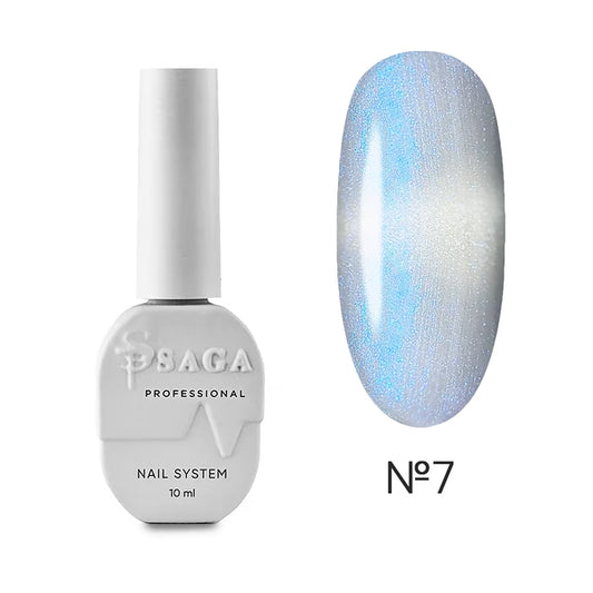 SAGA. Cat's Eye Gel Polish "Silk Cat", #07, 10 ml. Gel Polish "Cat's Eye" with Pearlescent