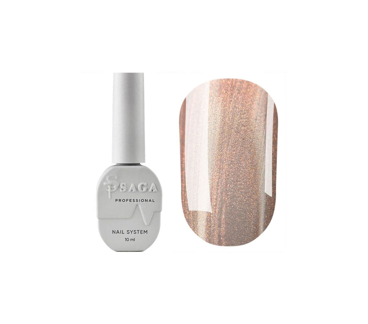 SAGA. Cat's Eye Gel Polish "Silk Cat", #03, 10 ml. Gel Polish "Cat's Eye" with Pearlescent