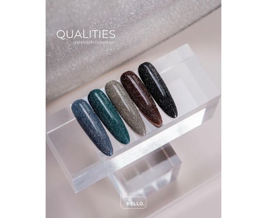 HELLO. Reflective Gel Polish, POWERFULL, 15 ml, gel polish, black with silver light particles