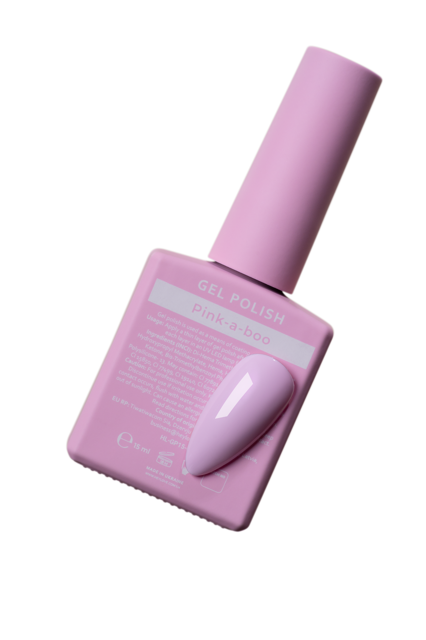 HEYLOVE. GEL POLISH, PINK-A-BOO, 15 ML