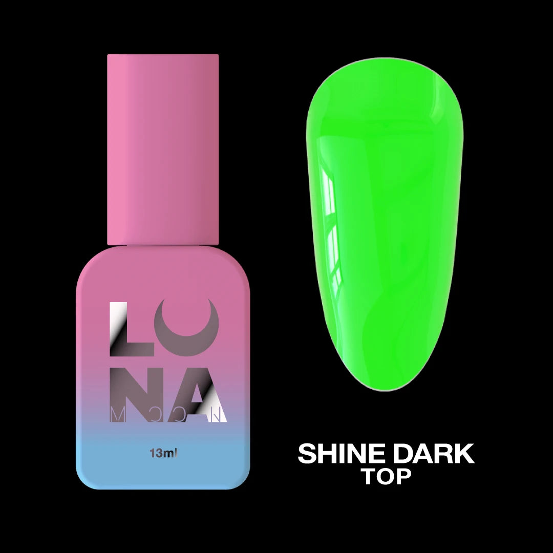 Top for gel polish that glows in the dark Top Shine Dark Green 13ml