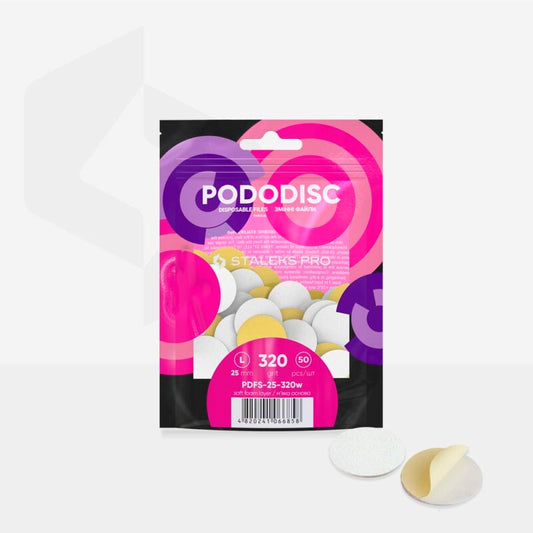 Disposable white files on soft foam layer for pedicure disc PODODISC L EXPERT 320 grit (50 pcs)