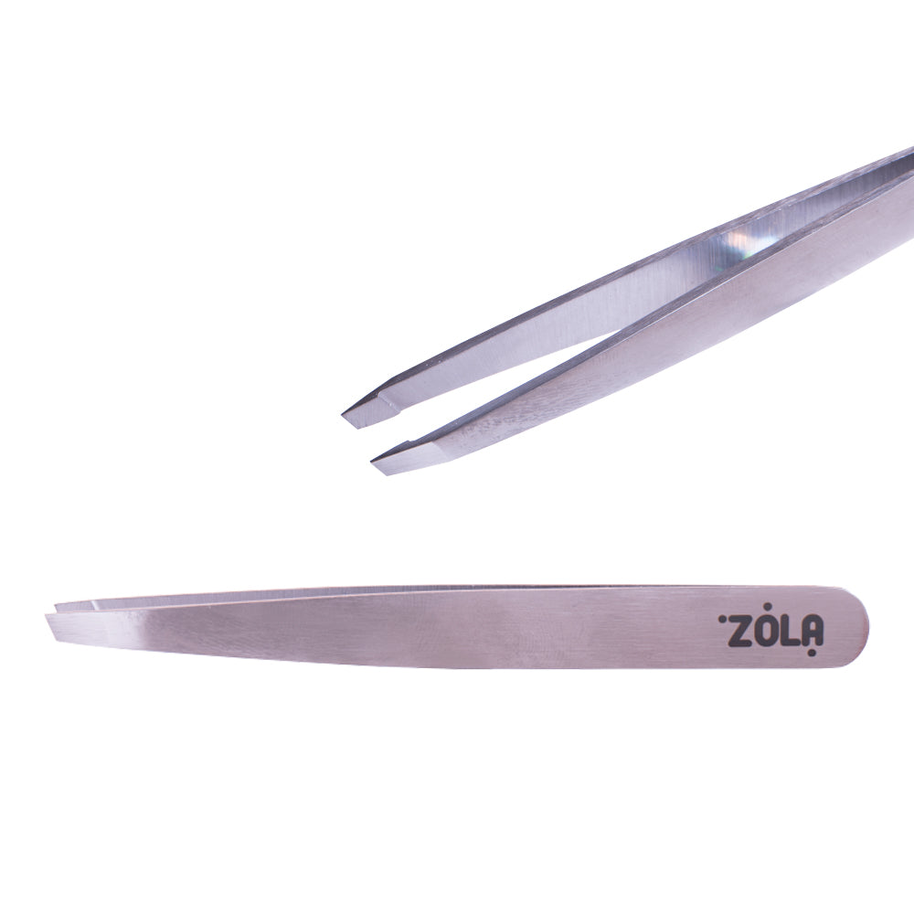 ZOLA PROFESSIONAL TWEEZERS FOR EYEBROWS SILVER (BEVELED)